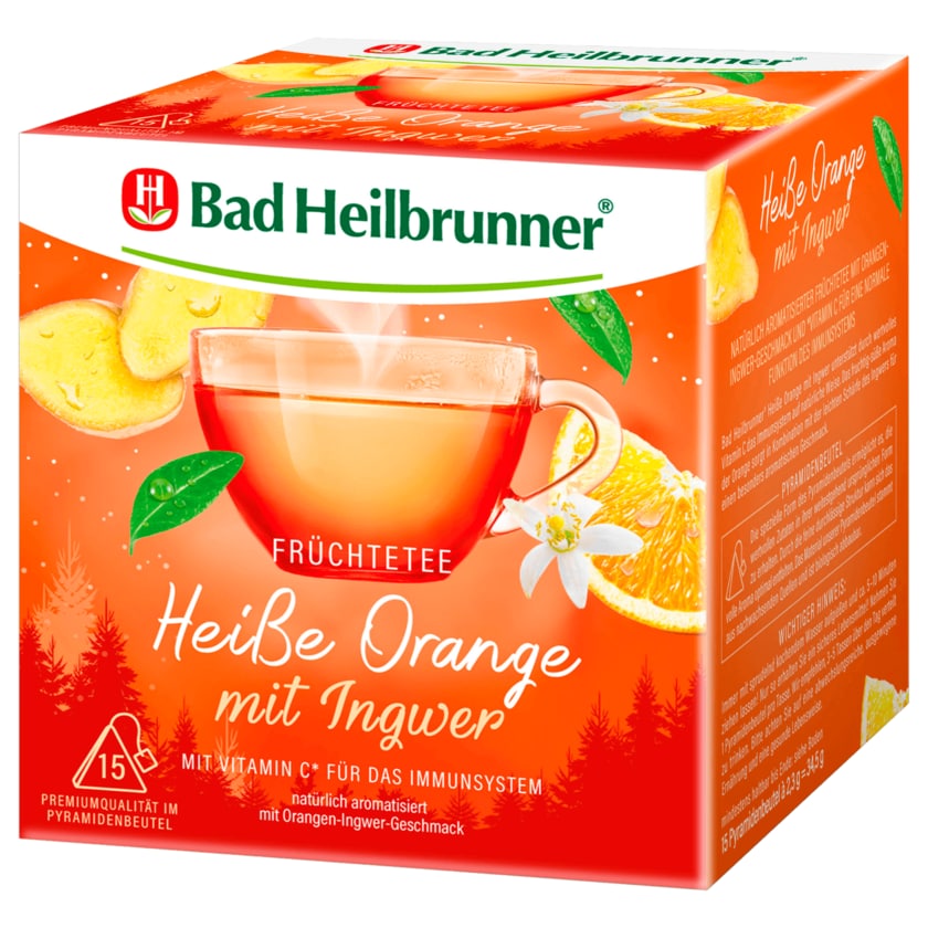 Bad Heilbrunner Früchtetee Heiße Orange Ingwer 34,5g, 15 Beutel